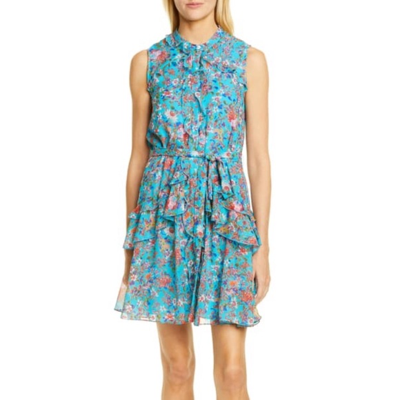 Nwt SALONI Tilly Ruffle Dress Turquoise Ornamental - Picture 3 of 5